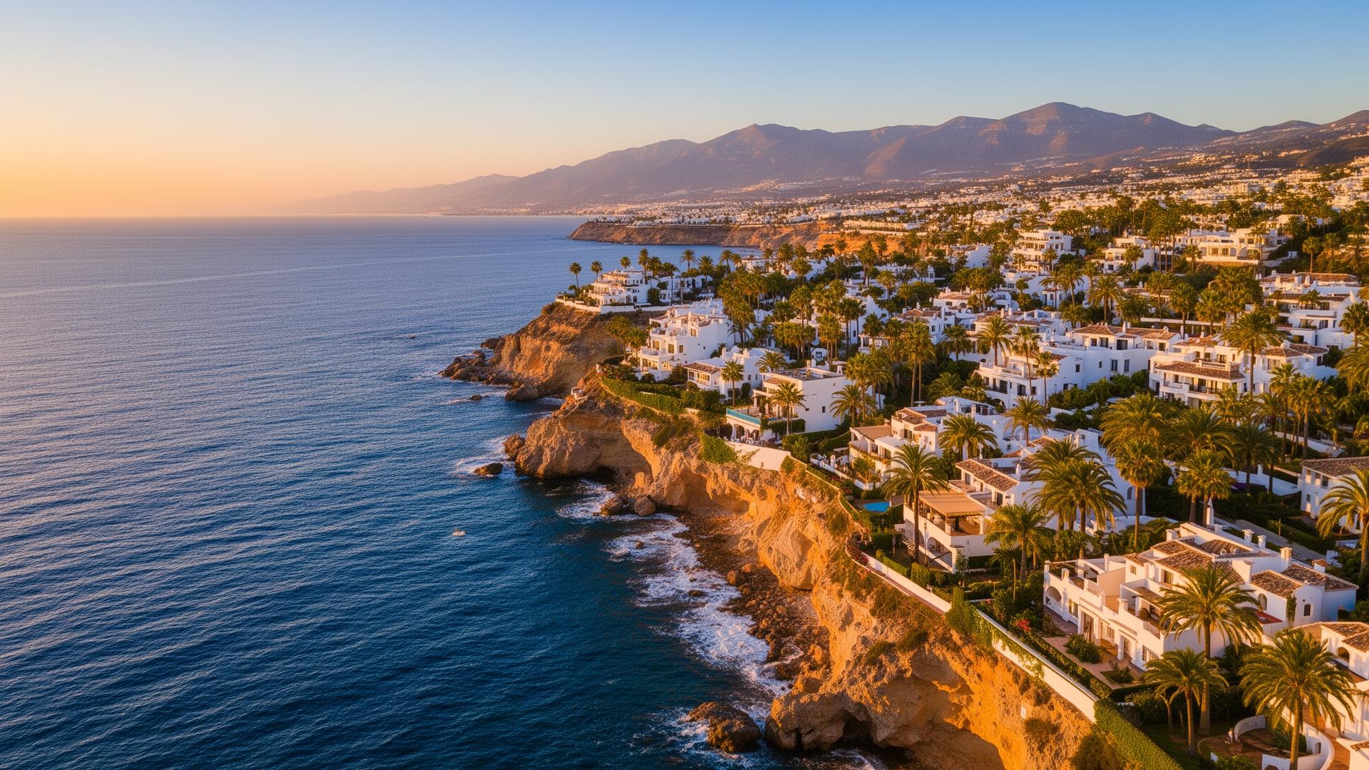 Costa del Sol coastline at sunset